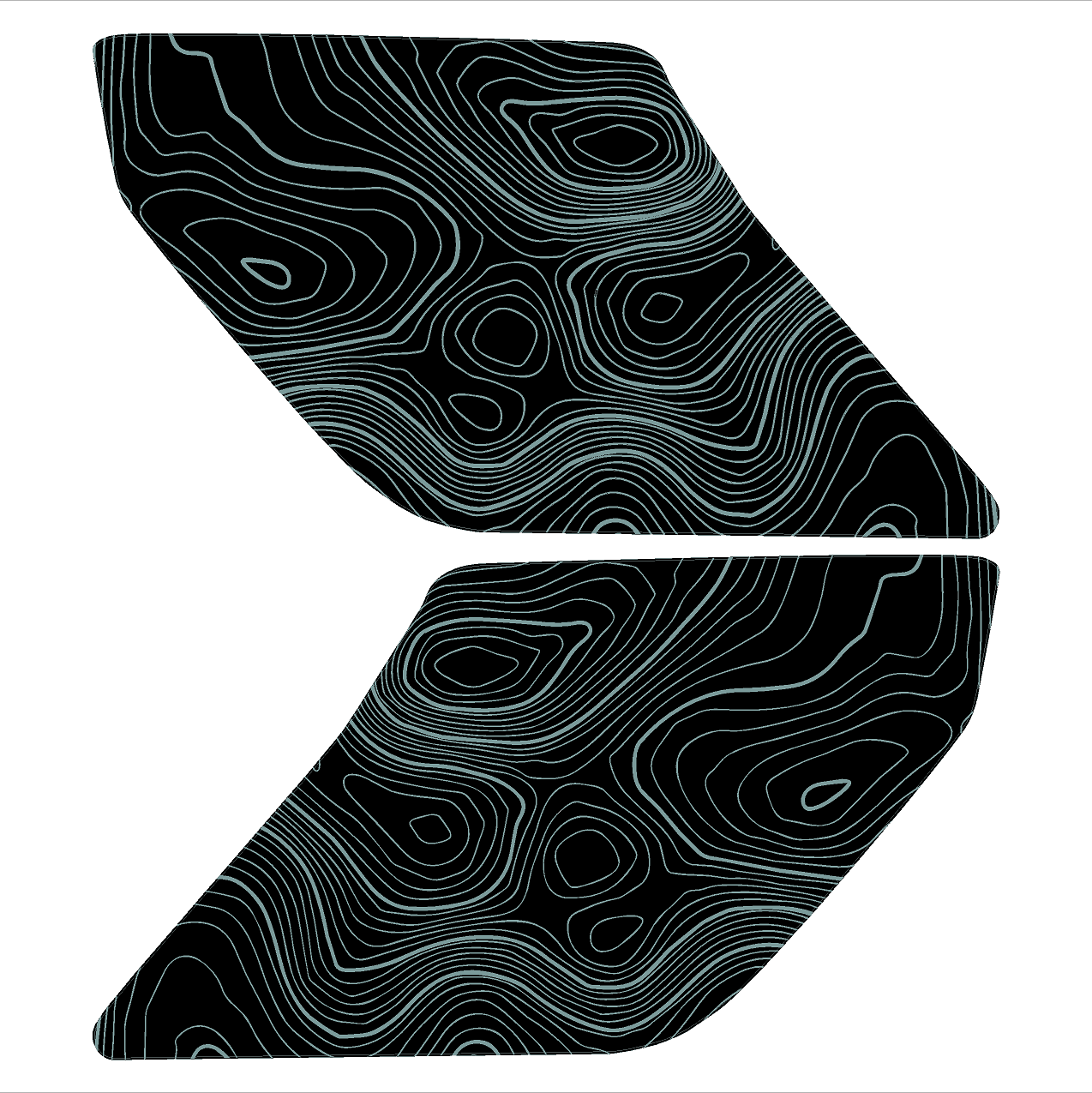Topo Interior Lower Door Card Insert Overlays (Printed Series) - 2021+ Bronco 2 Door StickerFab