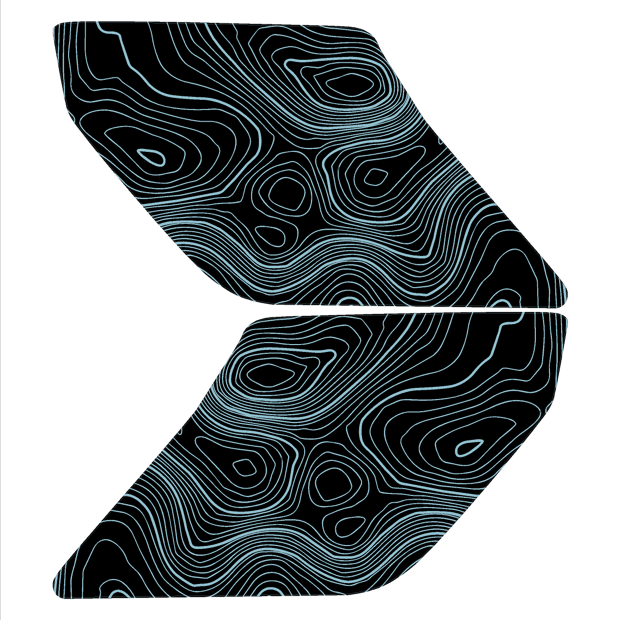 Topo Interior Lower Front Door Card Insert Overlays (Printed Series) - 2021+ Bronco 4 Door StickerFab