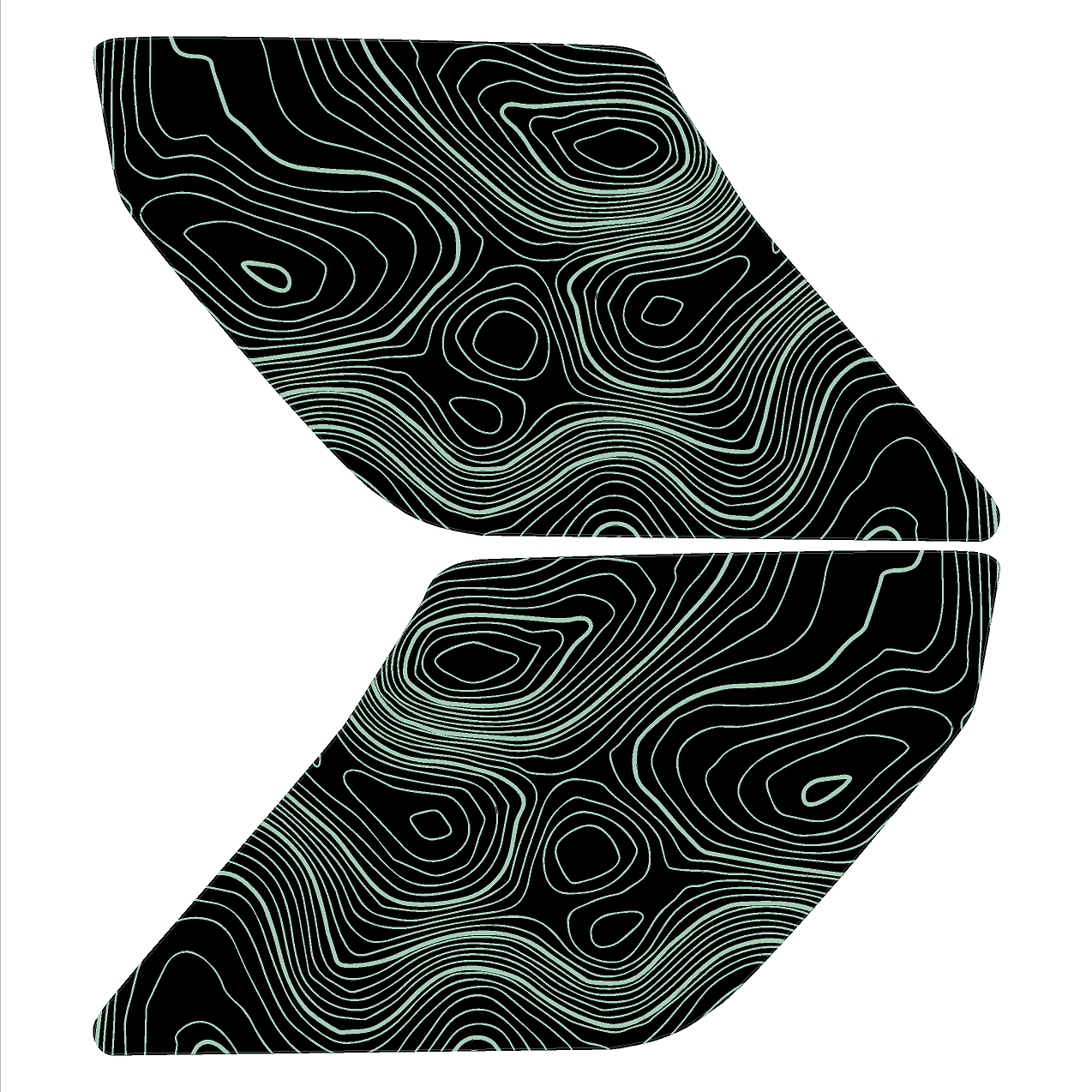 Topo Interior Lower Front Door Card Insert Overlays (Printed Series) - 2021+ Bronco 4 Door StickerFab
