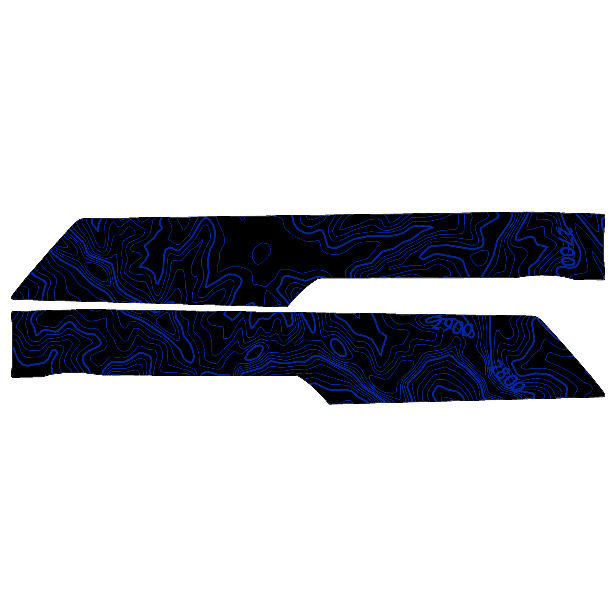 Topo Rear Interior Lower Door Card Insert Overlays (Printed Series) - 2021+ Bronco 4 Door StickerFab