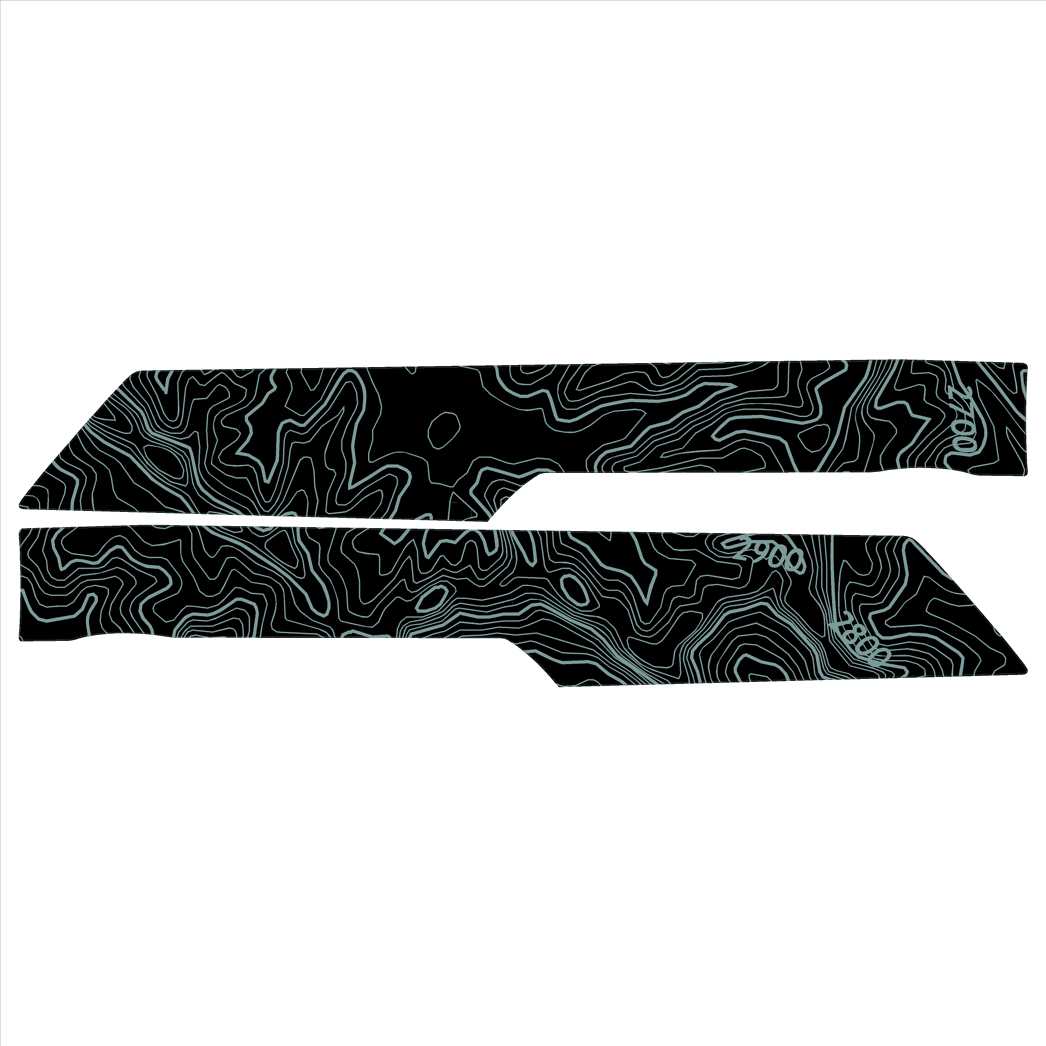 Topo Rear Interior Lower Door Card Insert Overlays (Printed Series) - 2021+ Bronco 4 Door StickerFab
