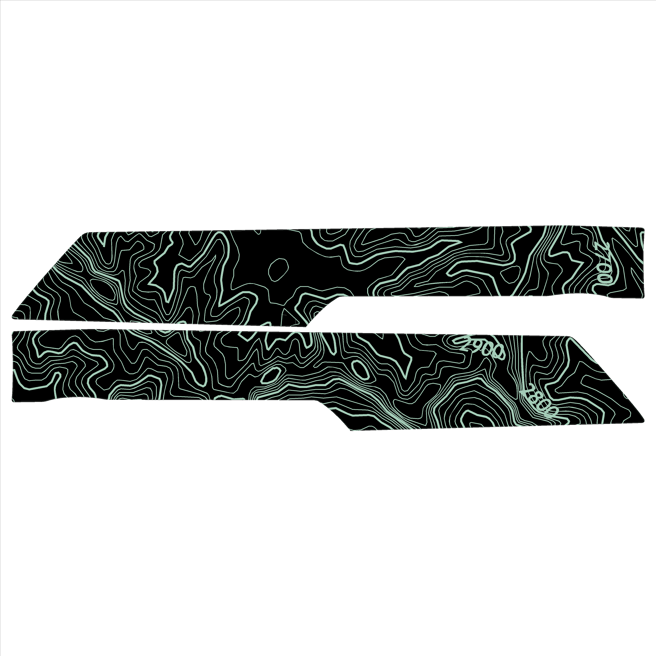 Topo Rear Interior Lower Door Card Insert Overlays (Printed Series) - 2021+ Bronco 4 Door StickerFab