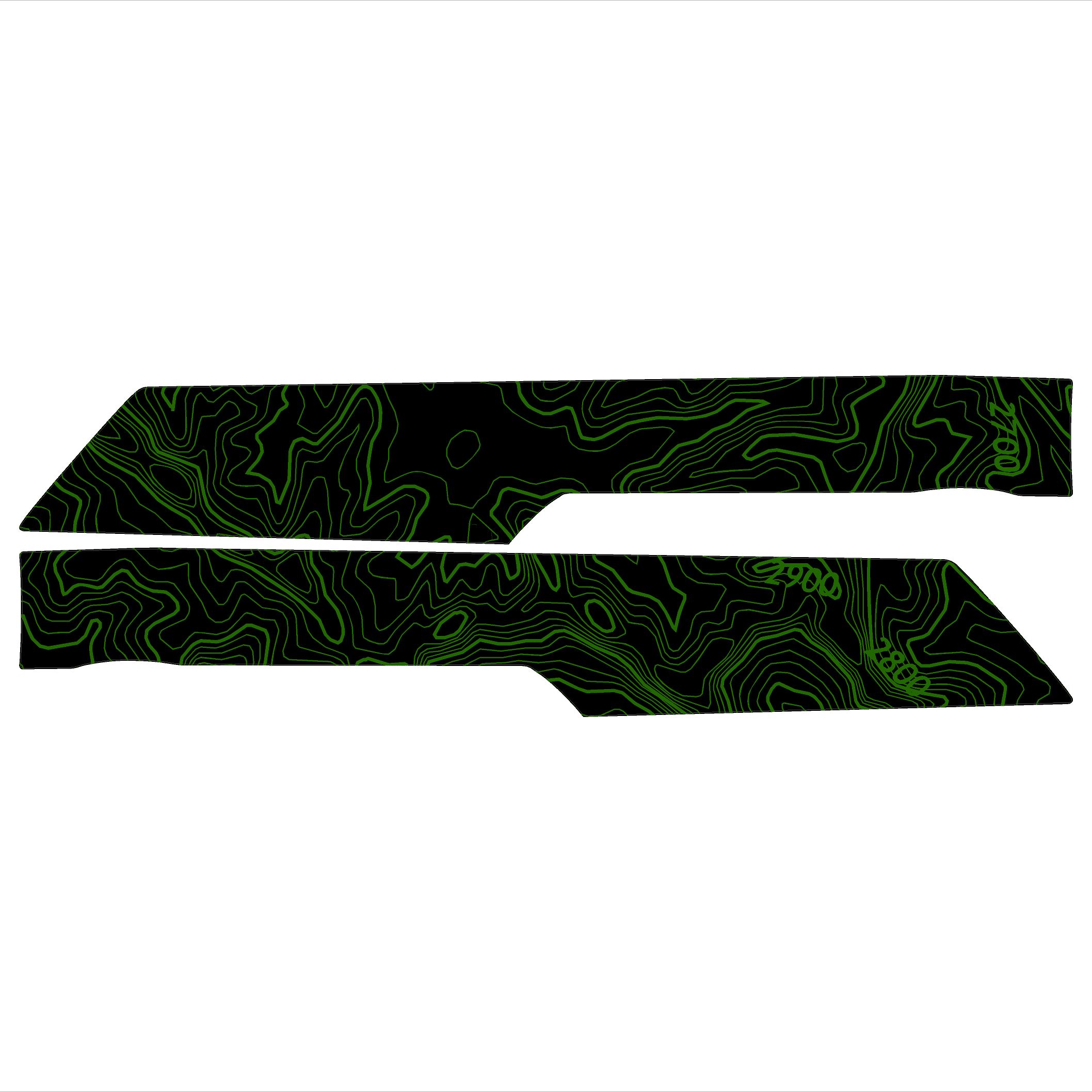 Topo Rear Interior Lower Door Card Insert Overlays (Printed Series) - 2021+ Bronco 4 Door StickerFab
