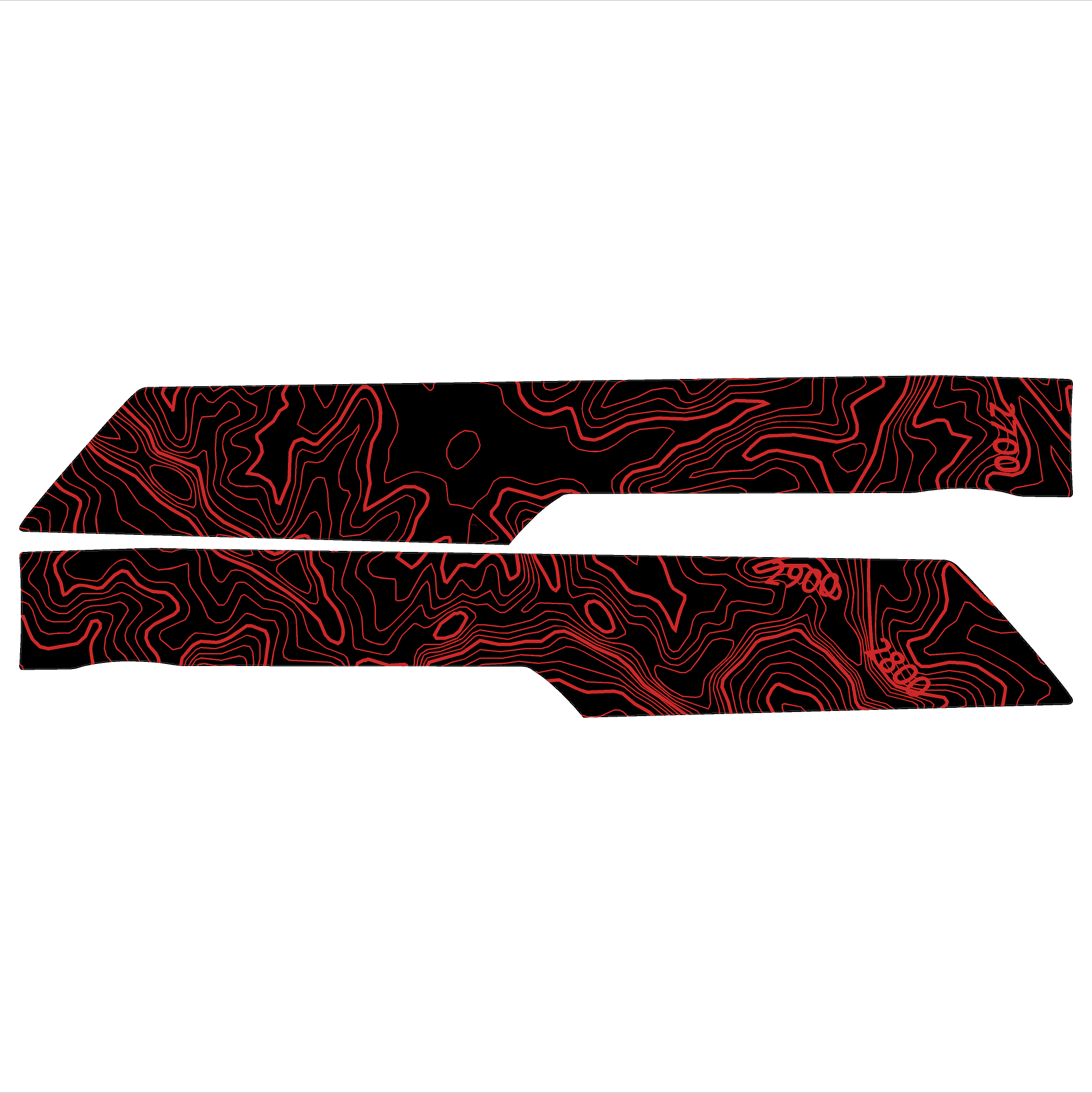 Topo Rear Interior Lower Door Card Insert Overlays (Printed Series) - 2021+ Bronco 4 Door StickerFab
