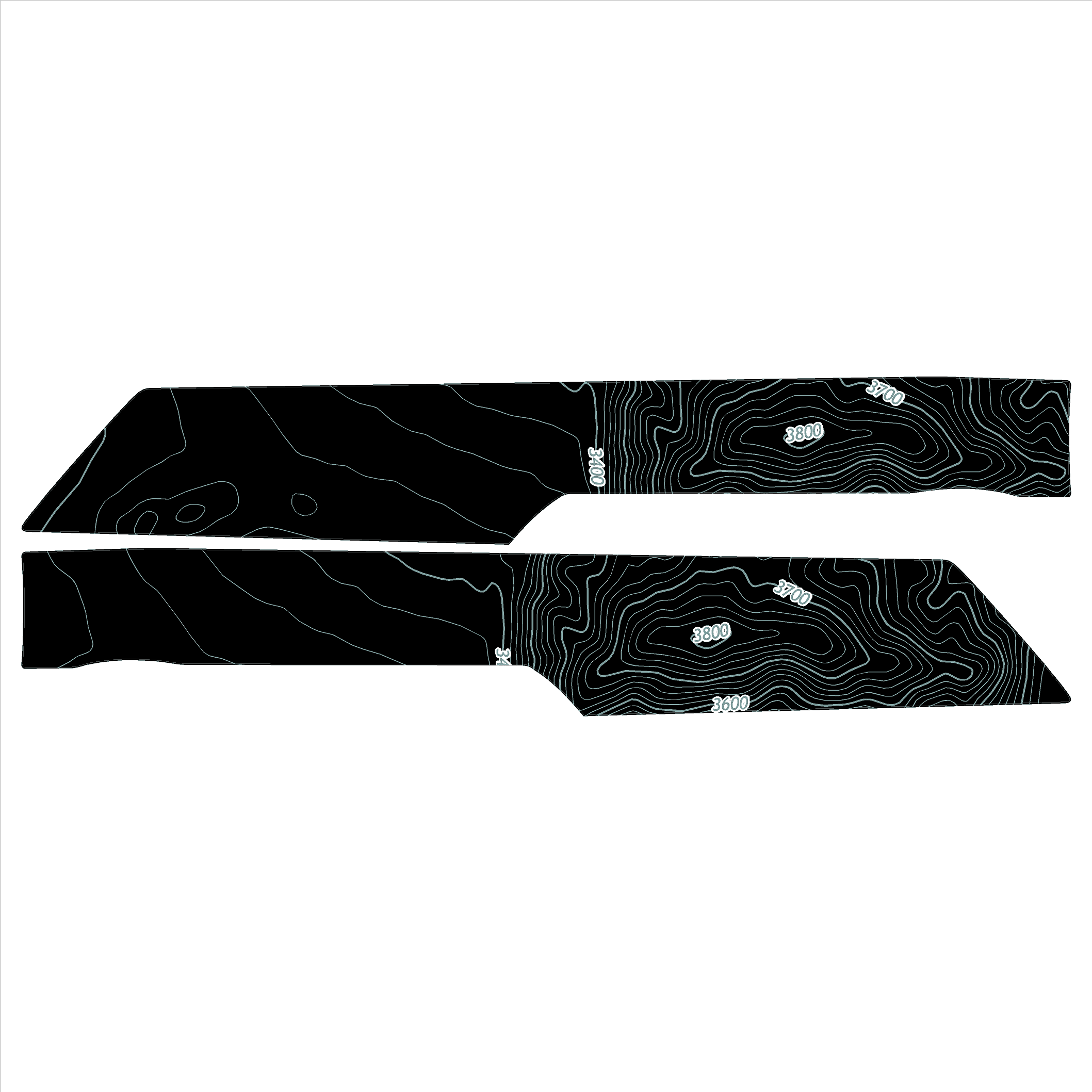 Topo Rear Interior Upper Door Card Insert Overlays (Printed Series) - 2021+ Bronco 4 Door StickerFab