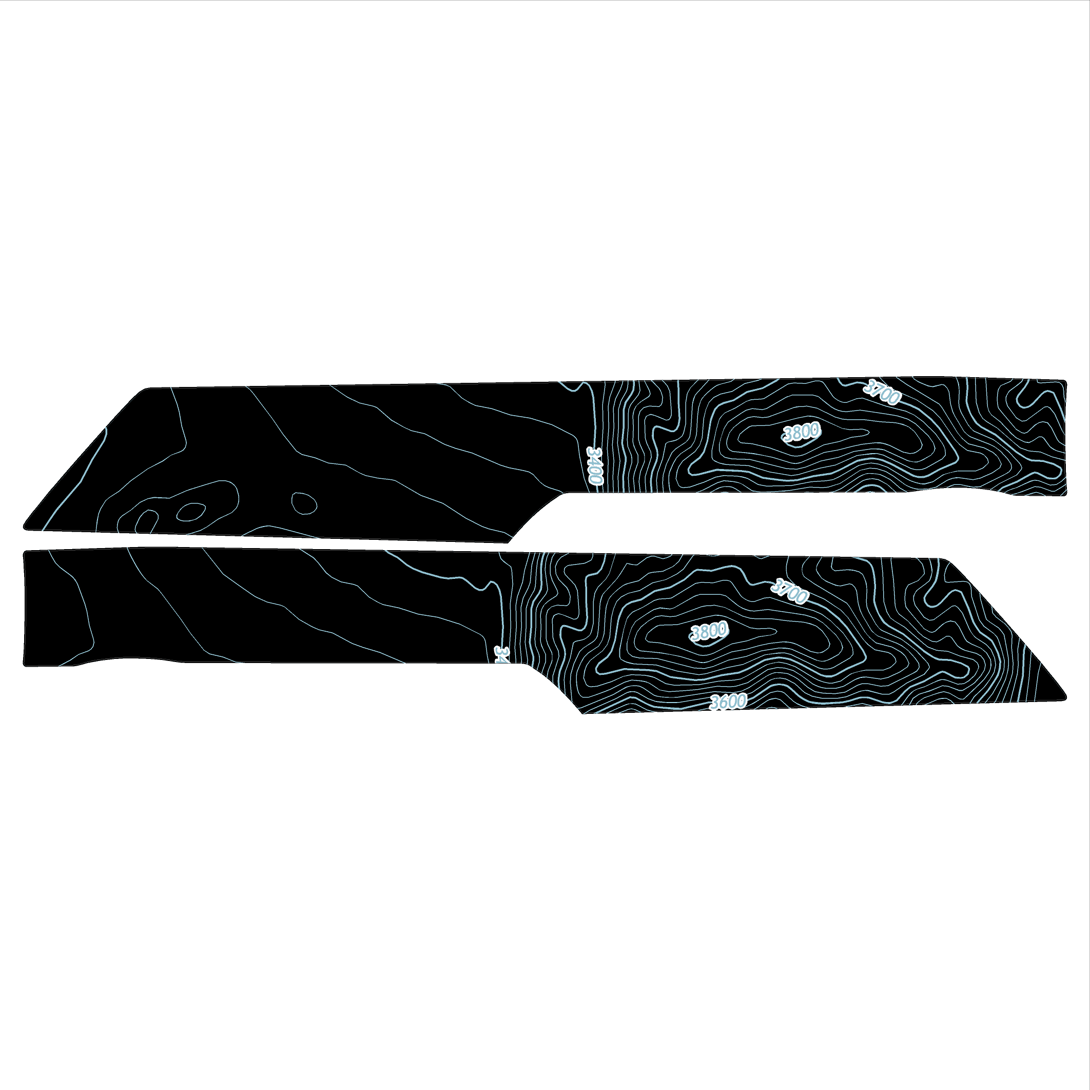 Topo Rear Interior Lower Door Card Insert Overlays (Printed Series) - 2021+ Bronco 4 Door StickerFab