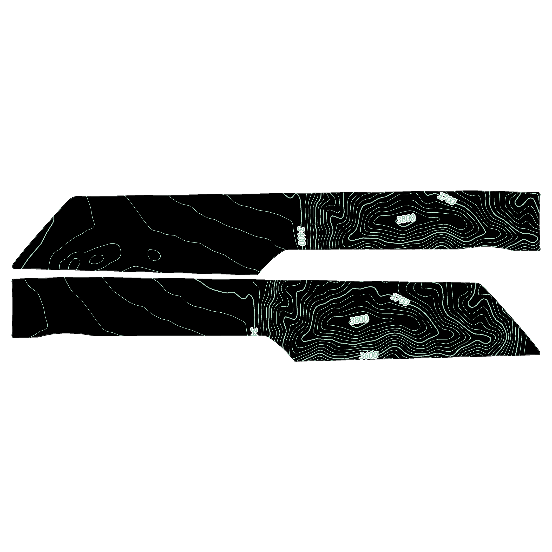 Topo Rear Interior Lower Door Card Insert Overlays (Printed Series) - 2021+ Bronco 4 Door StickerFab