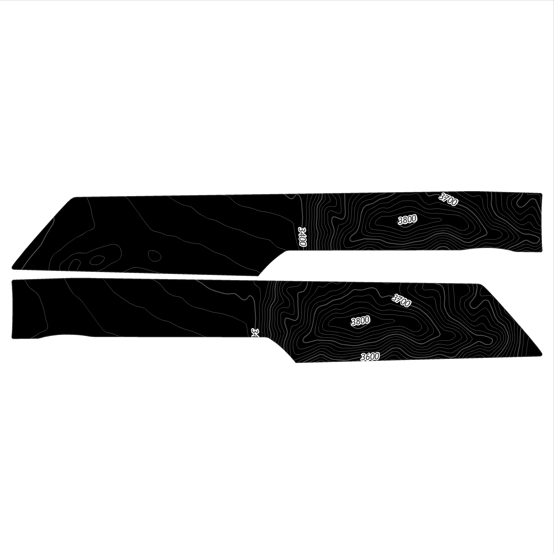 Topo Rear Interior Lower Door Card Insert Overlays (Printed Series) - 2021+ Bronco 4 Door StickerFab