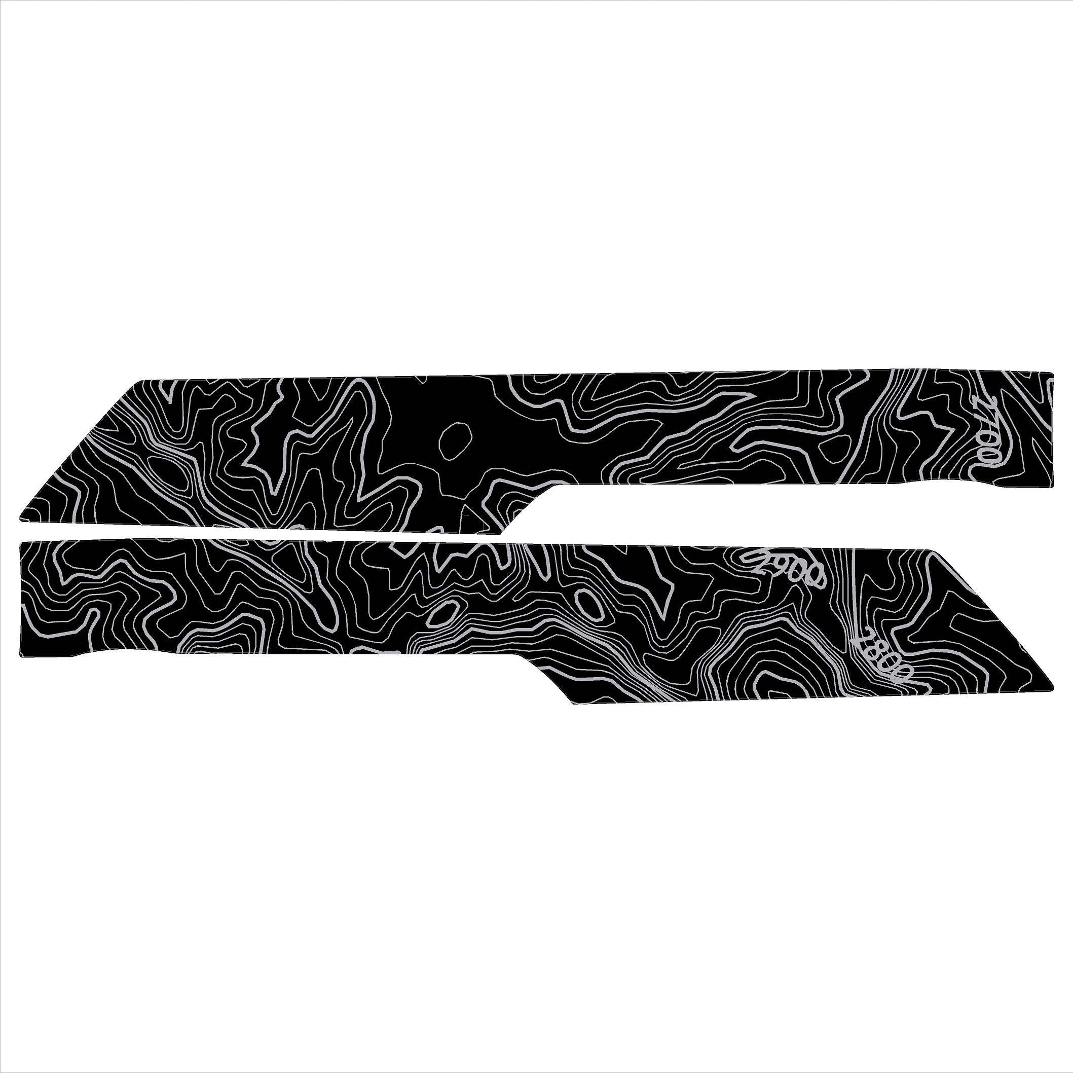 Topo Rear Interior Lower Door Card Insert Overlays (Printed Series) - 2021+ Bronco 4 Door StickerFab