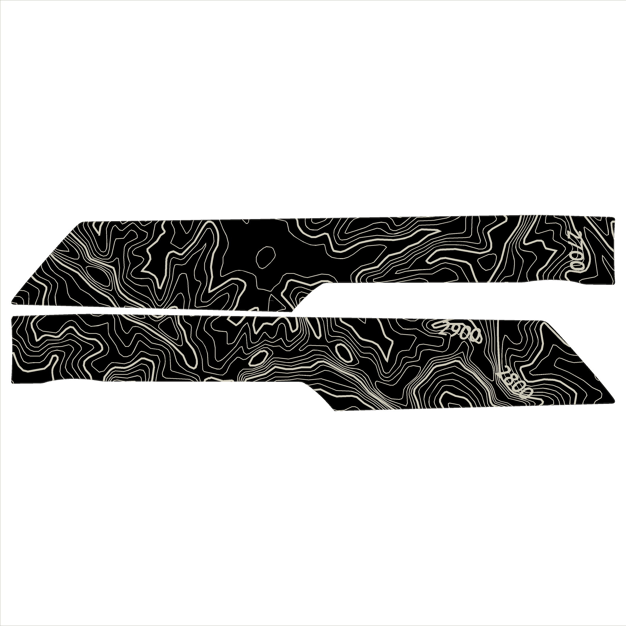 Topo Rear Interior Lower Door Card Insert Overlays (Printed Series) - 2021+ Bronco 4 Door StickerFab