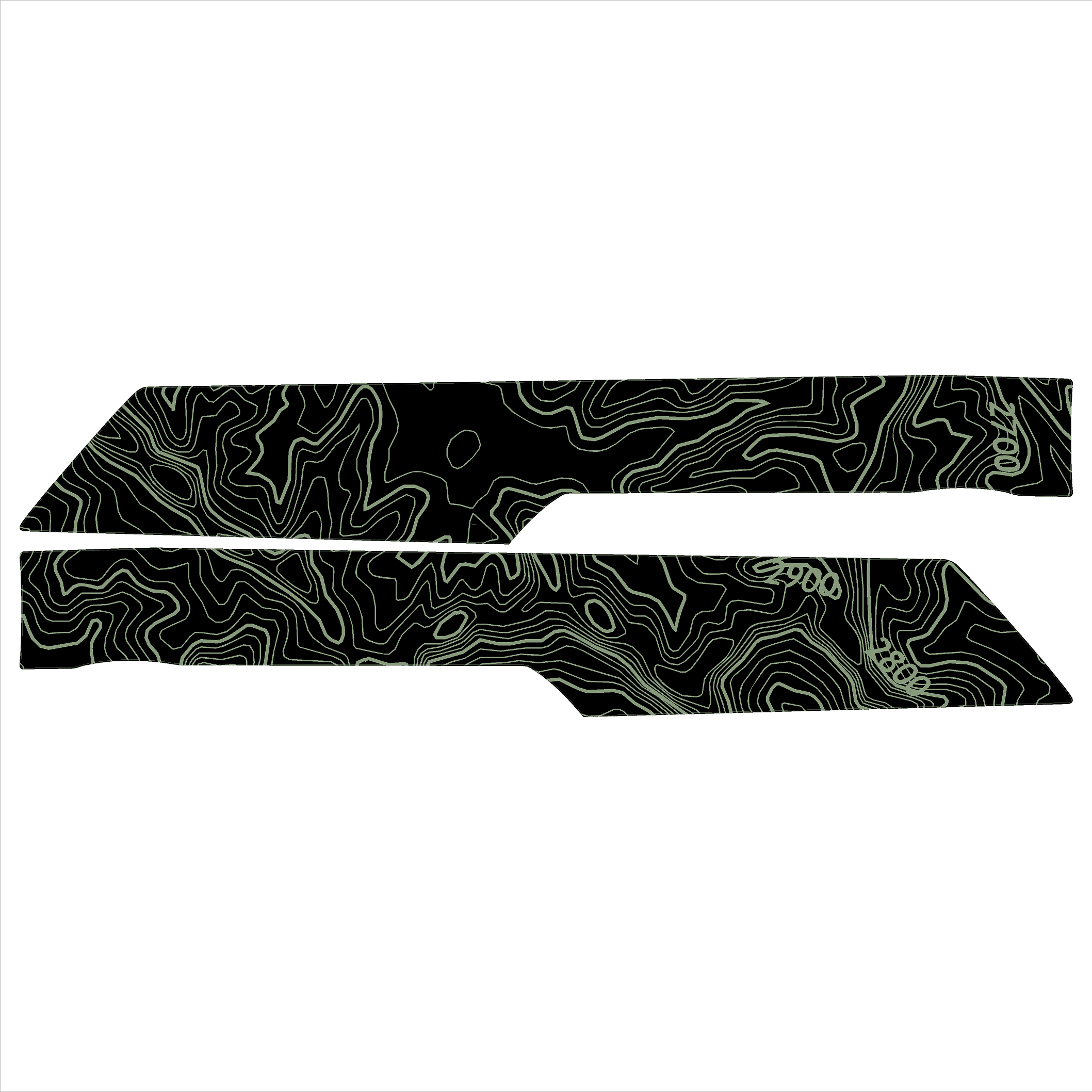 Topo Rear Interior Lower Door Card Insert Overlays (Printed Series) - 2021+ Bronco 4 Door StickerFab