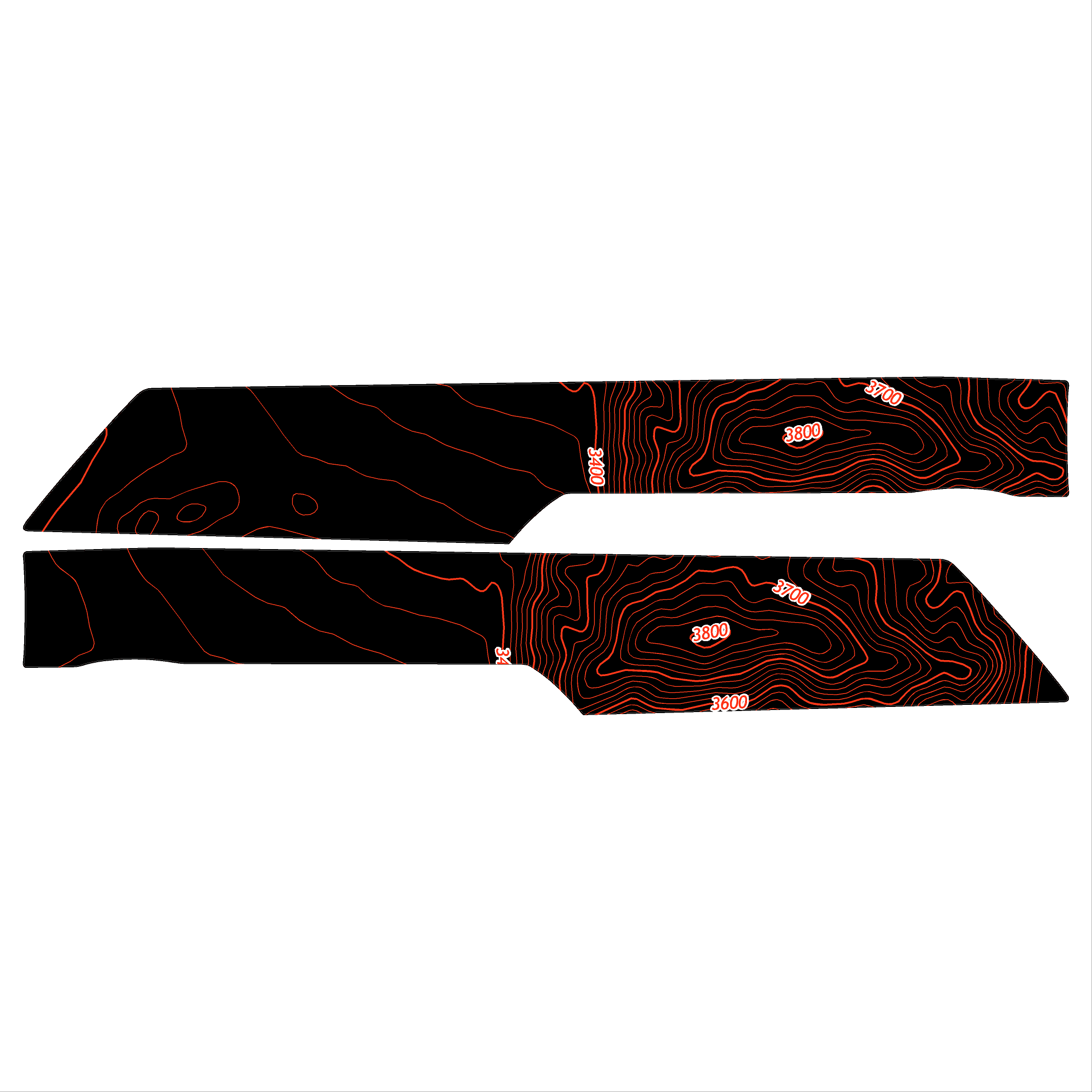 Topo Front Interior Upper Door Card Insert Overlays (Printed Series) - 2021+ Bronco 4 Door StickerFab