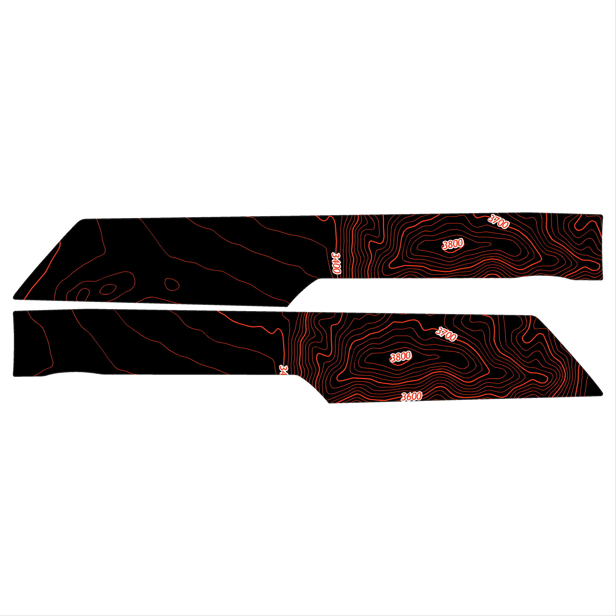 Topo Rear Interior Lower Door Card Insert Overlays (Printed Series) - 2021+ Bronco 4 Door StickerFab