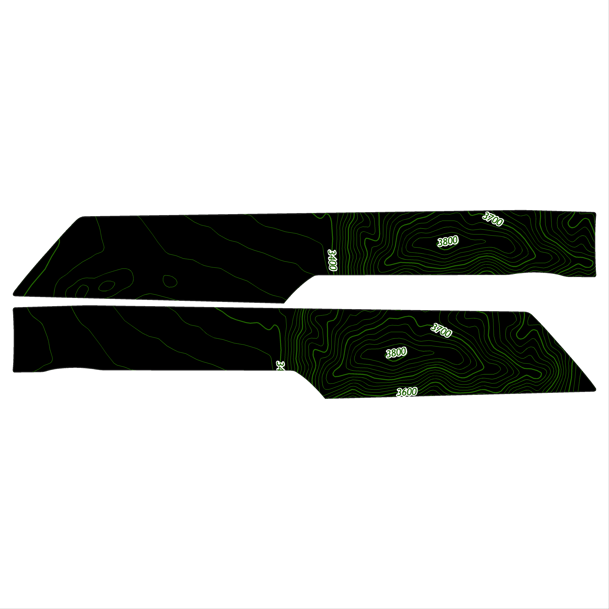 Topo Front Interior Upper Door Card Insert Overlays (Printed Series) - 2021+ Bronco 4 Door StickerFab