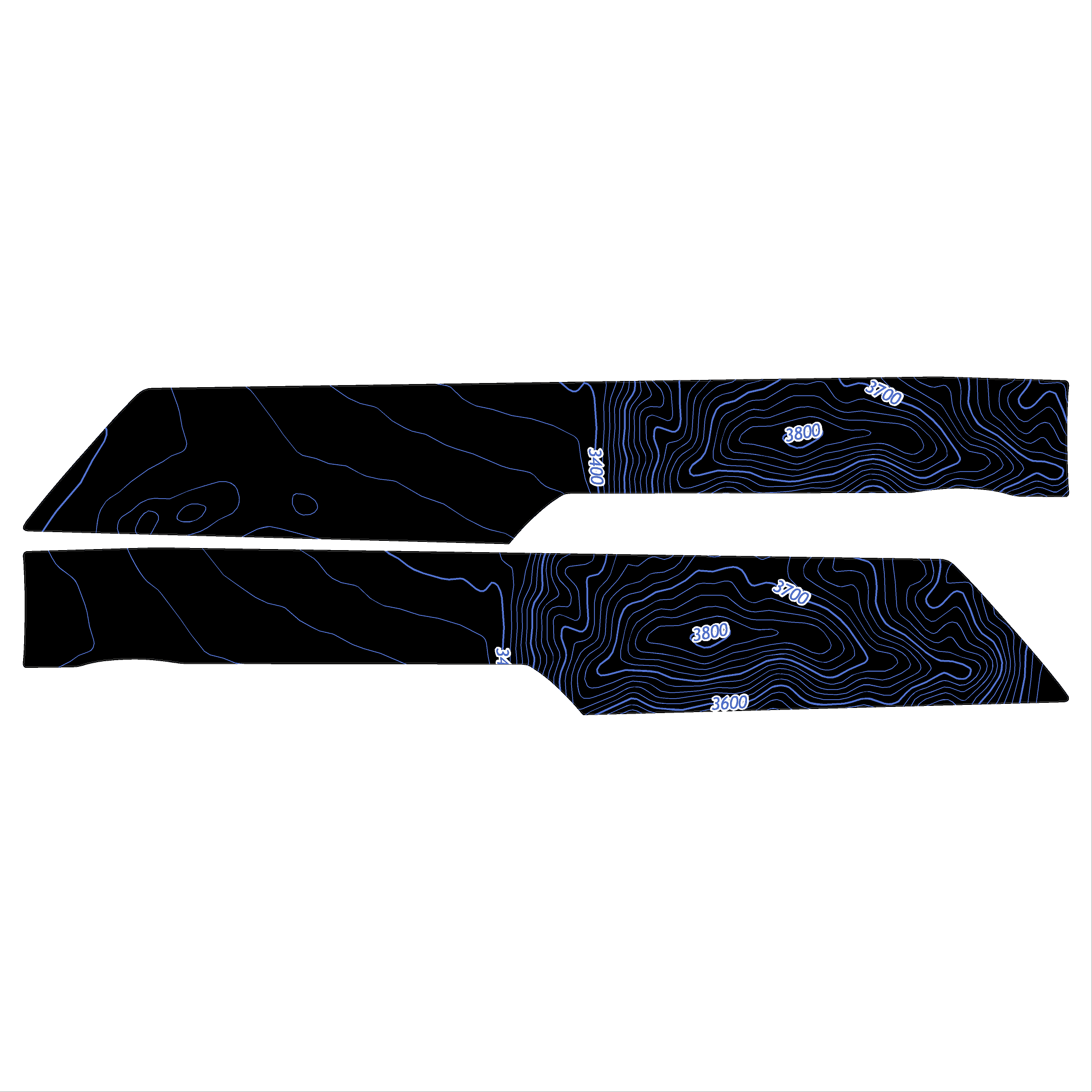 Topo Rear Interior Upper Door Card Insert Overlays (Printed Series) - 2021+ Bronco 4 Door StickerFab