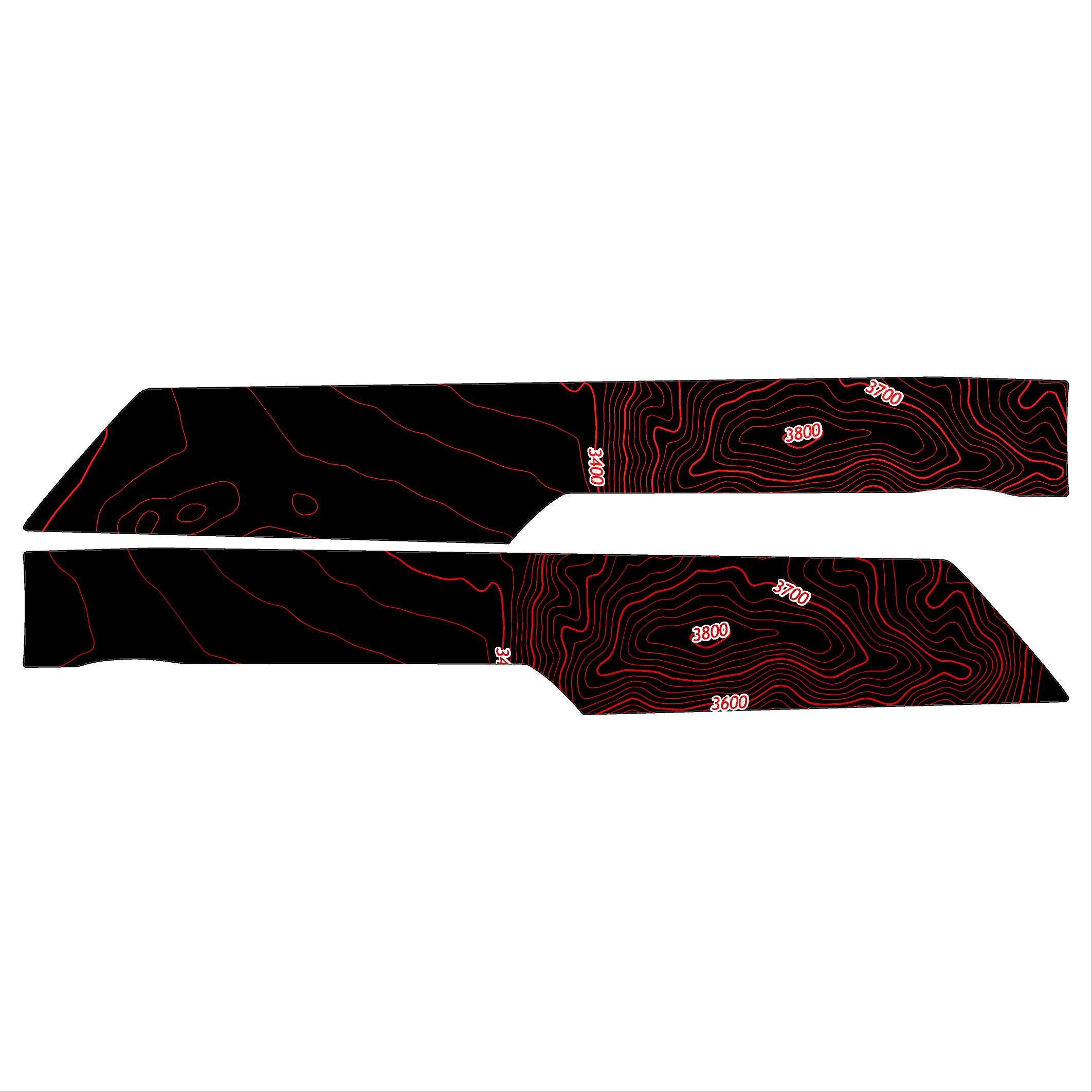 Topo Rear Interior Lower Door Card Insert Overlays (Printed Series) - 2021+ Bronco 4 Door StickerFab