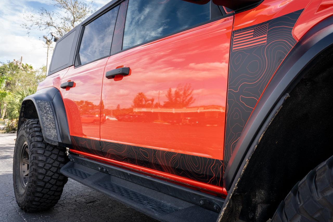 Topo Lower Door Protection - 2021+ Bronco StickerFab