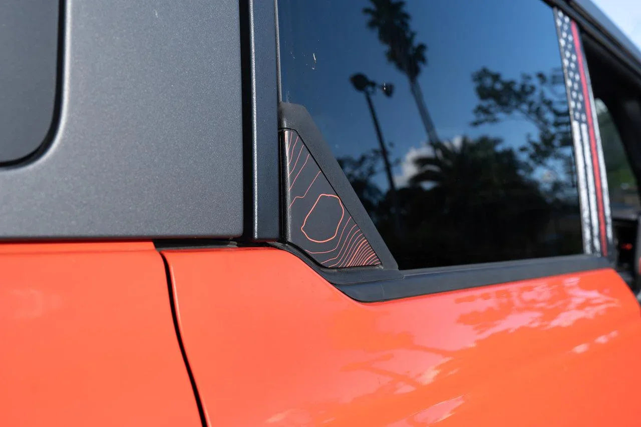 Topo Rear Window Triangle Overlay (Printed Series) - 2021+ Bronco 4 Door StickerFab