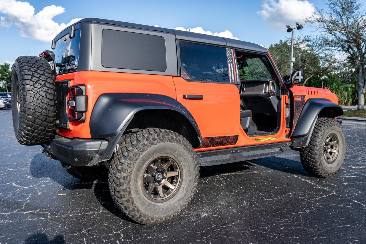 Topo Rear Window Triangle Overlay (Printed Series) - 2021+ Bronco 4 Door StickerFab