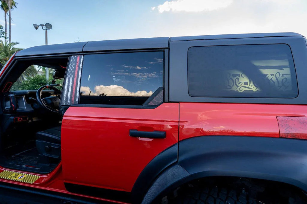 Topo Rear Window Triangle Overlay (Printed Series) - 2021+ Bronco 4 Door StickerFab