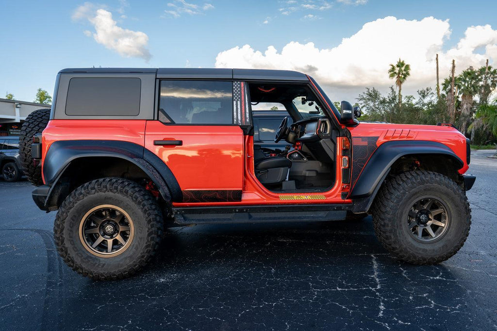 Topo Rear Window Triangle Overlay (Printed Series) - 2021+ Bronco 4 Door StickerFab