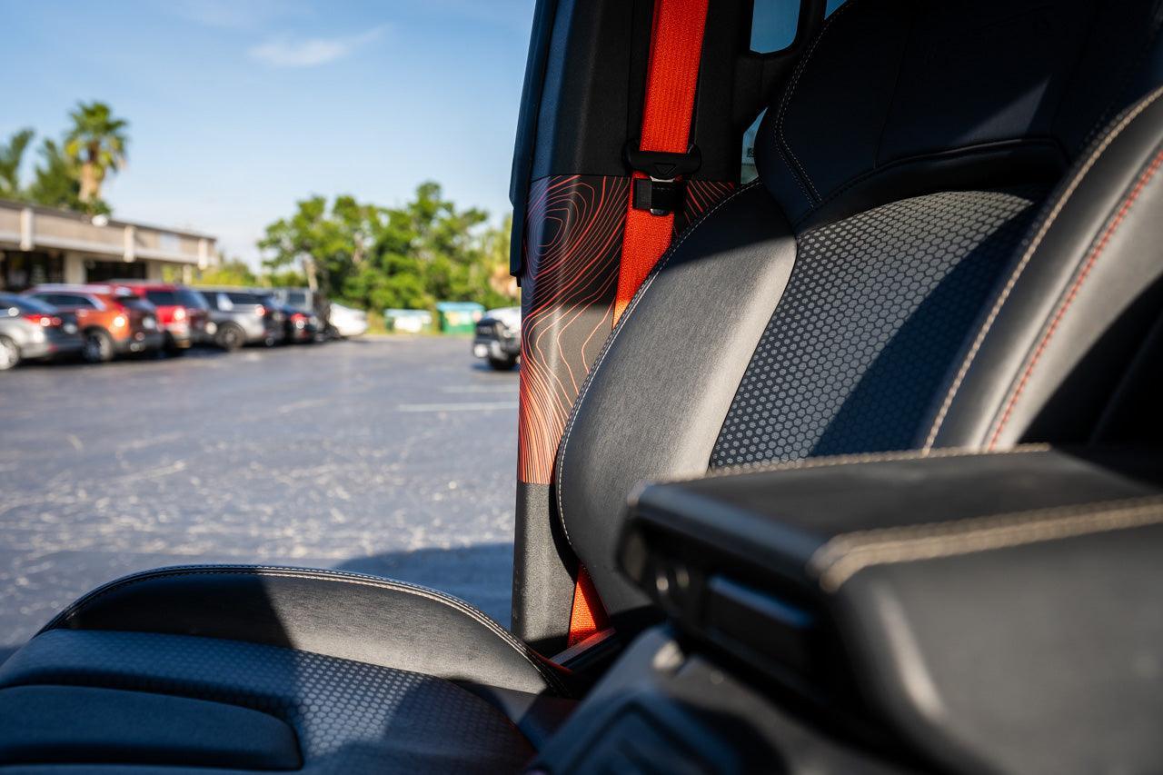 Topo Seatbelt Trim Protector (Printed Series) - 2021+ Bronco 4 Door StickerFab