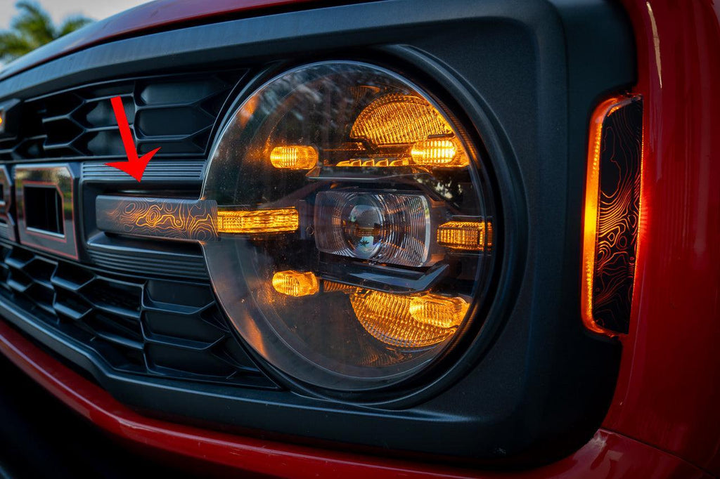 Topo Shortie Style Light Bar Overlays (Printed Series) - 2021+ Bronco (Standard Headlights) StickerFab
