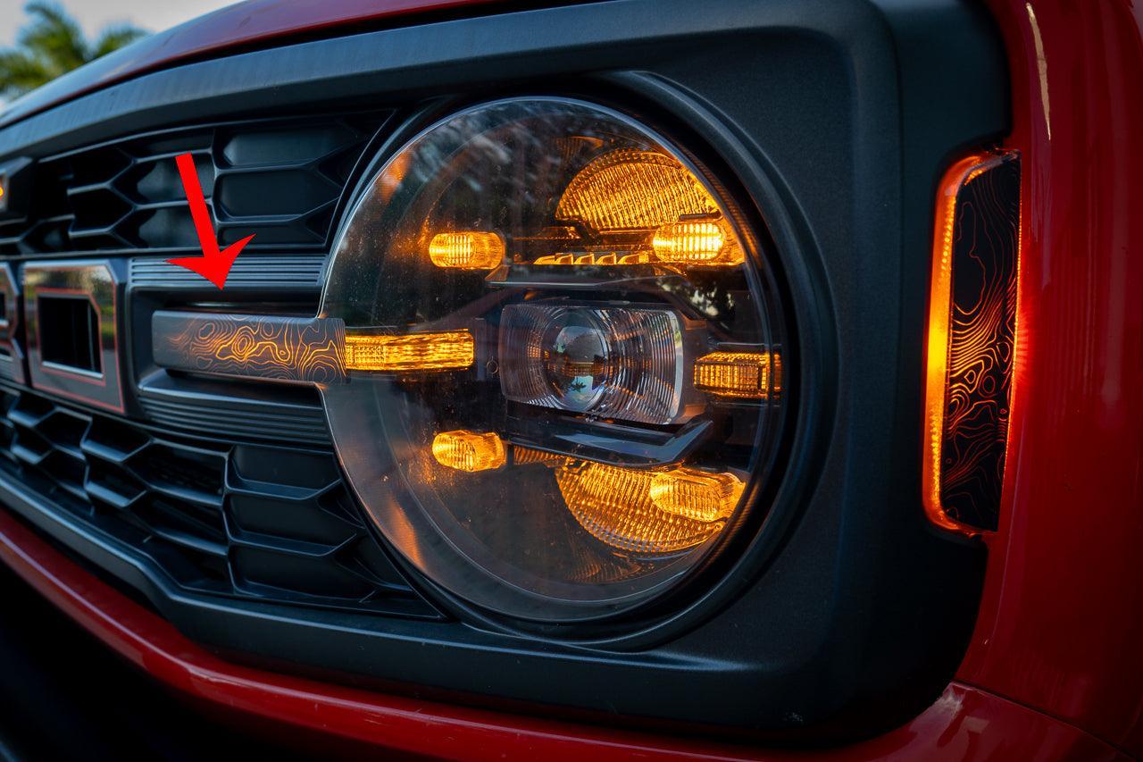 Topo Shortie Style Light Bar Overlays (Printed Series) - 2021+ Bronco (Standard Headlights) StickerFab