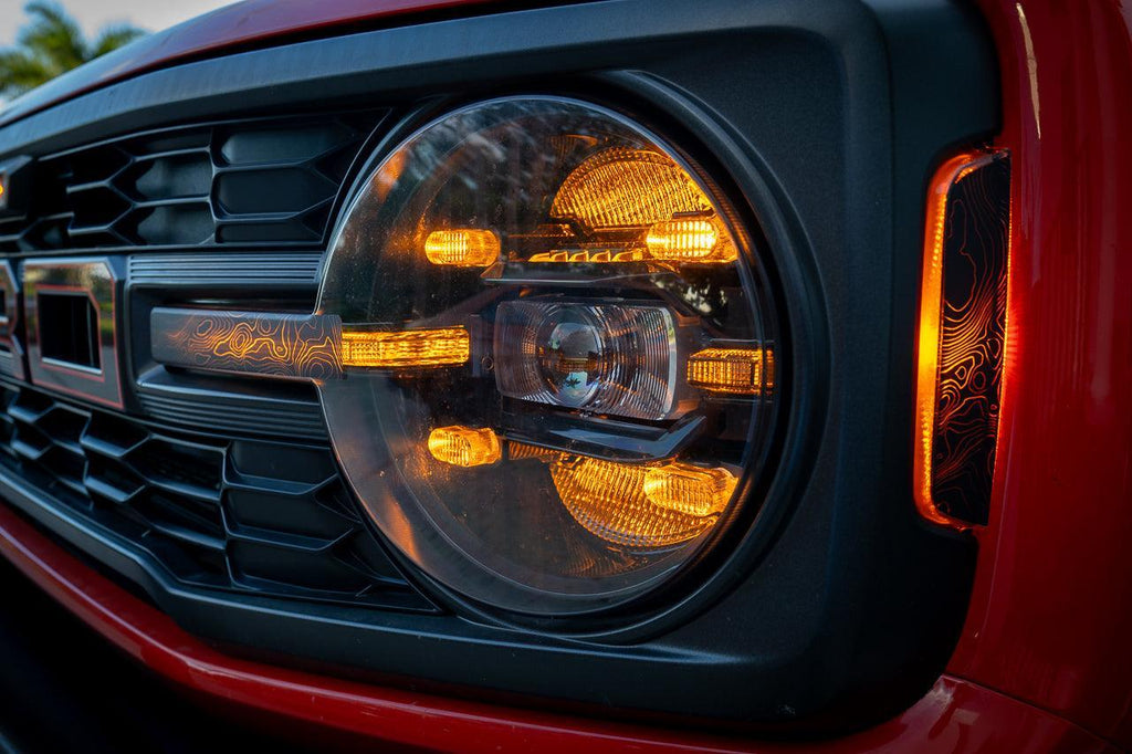 Topo Shortie Style Light Bar Overlays (Printed Series) - 2021+ Bronco (Standard Headlights) StickerFab