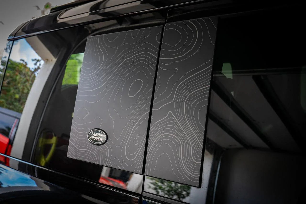 Topo Side Window Panel Overlays - 2020+ Land Rover Defender 110 / 130 StickerFab
