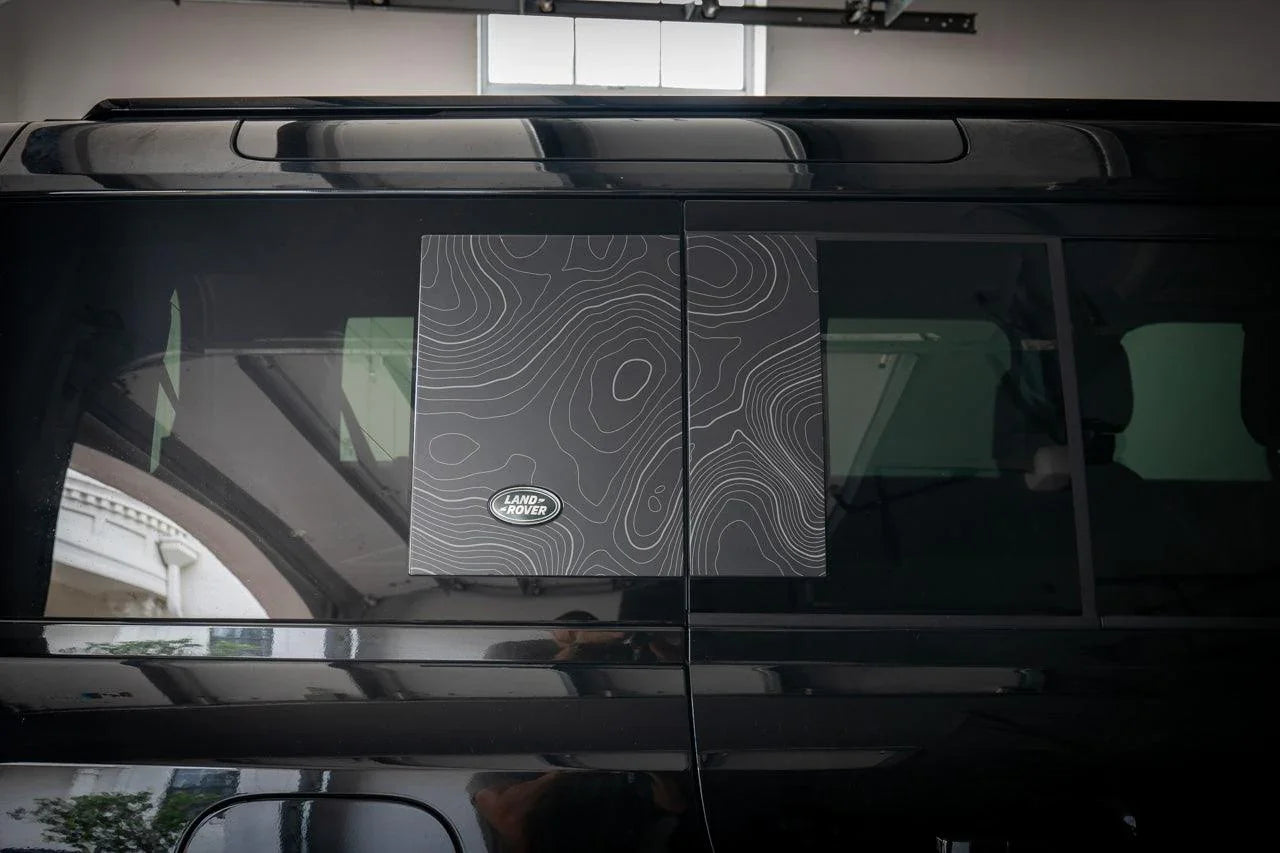 Topo Side Window Panel Overlays - 2020+ Land Rover Defender 110 / 130 StickerFab