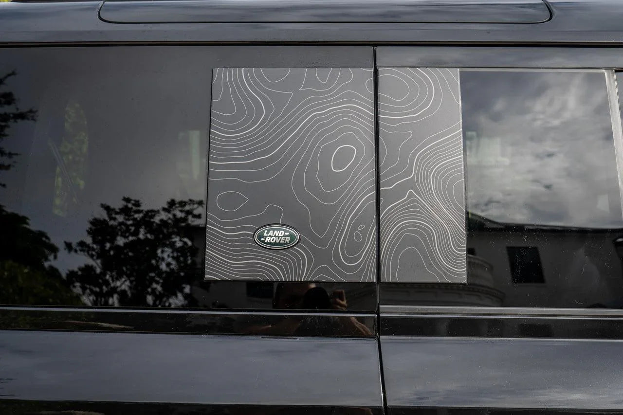 Topo Side Window Panel Overlays - 2020+ Land Rover Defender 110 / 130 StickerFab