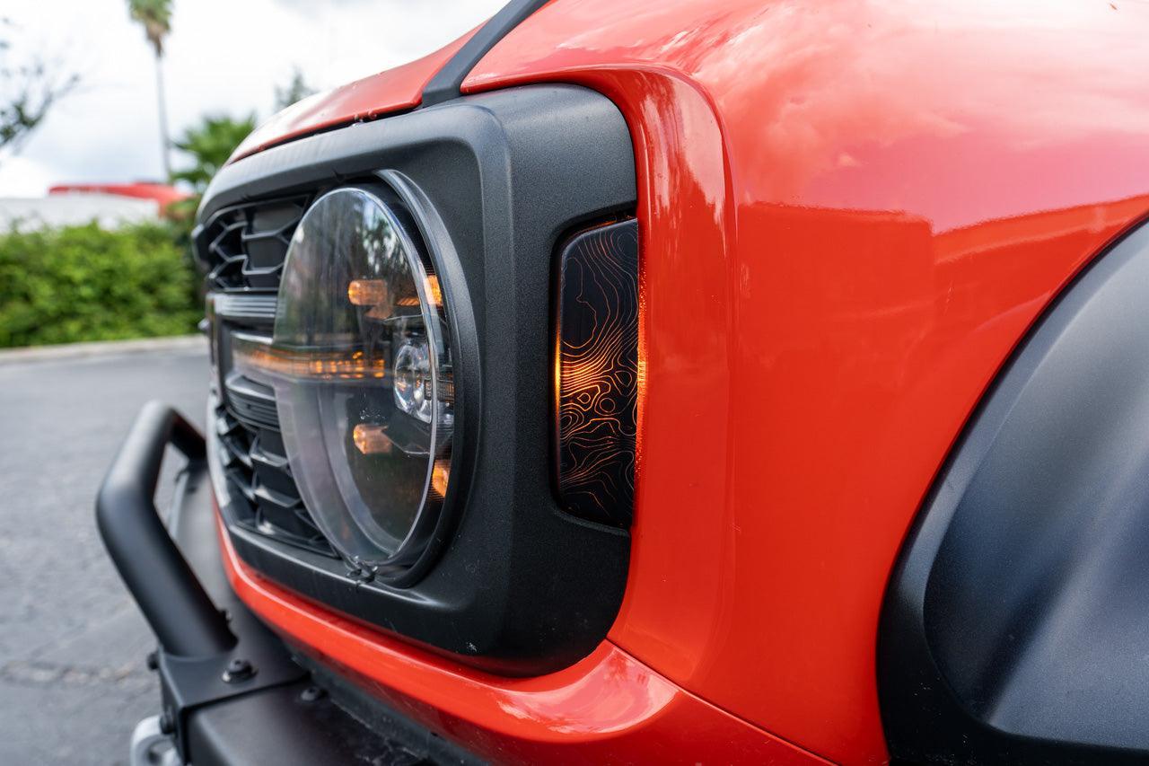 Topo Sidemarker Overlays (Front Only, Printed Series) - 2021+ Bronco (ALL) StickerFab