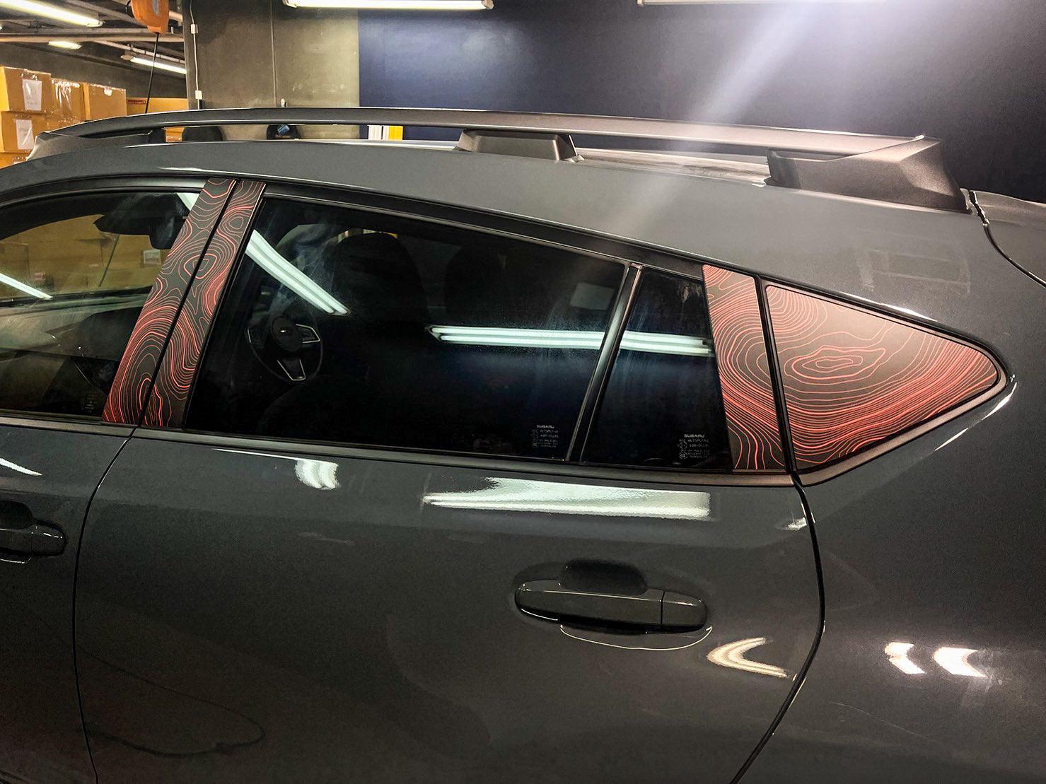 Topographic Map Pillar Overlays - 2024+ Crosstrek StickerFab