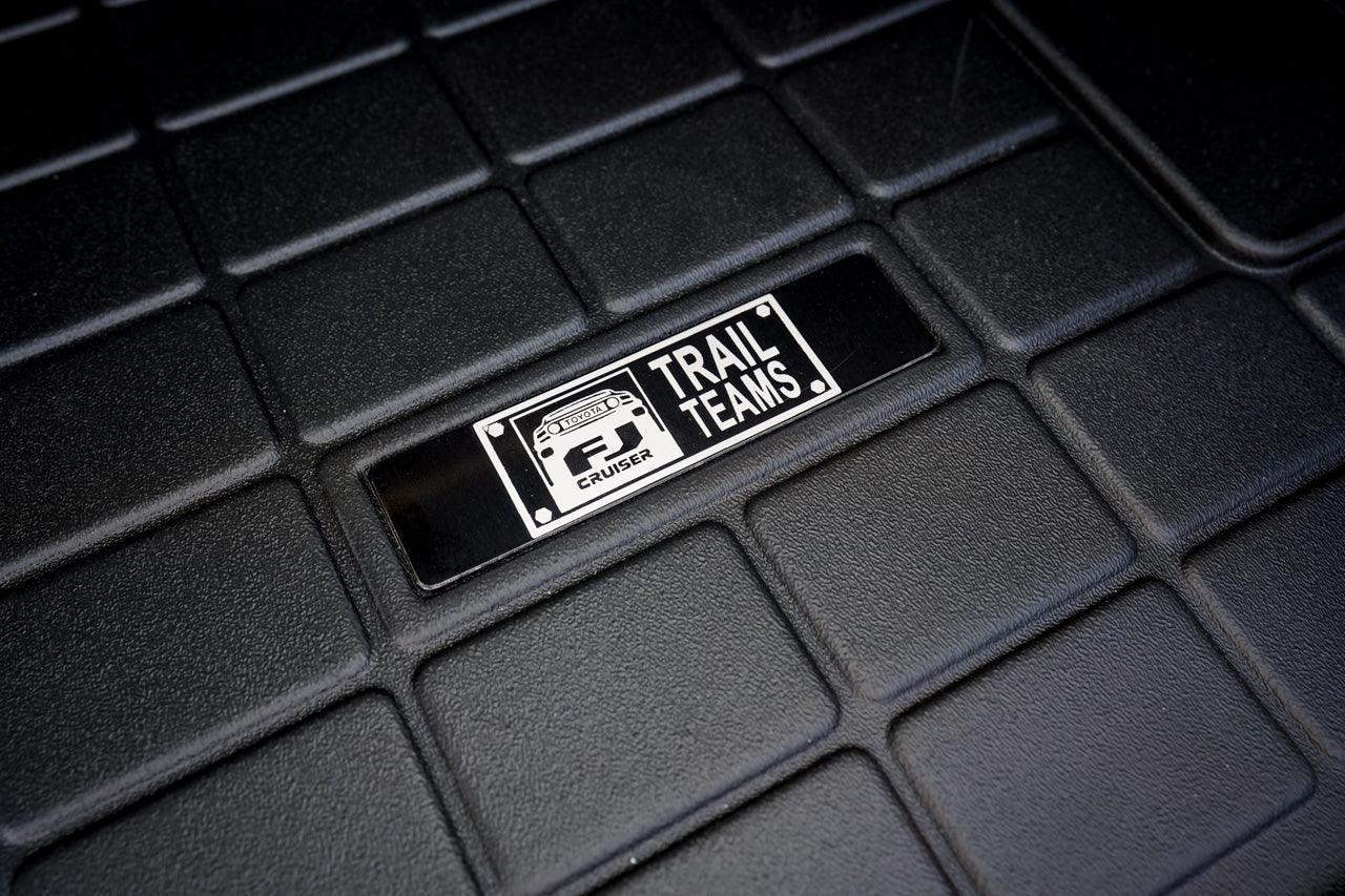 Toyota FJ Cruiser "Trail Teams" Weathertech Floor Mat Logo (Etched Metal) - Universal StickerFab