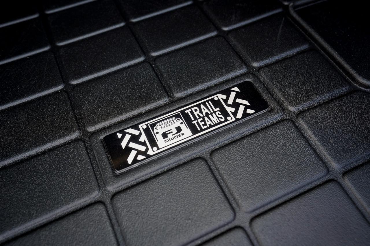 Toyota FJ Cruiser "Trail Teams" Weathertech Floor Mat Logo (Etched Metal) - Universal StickerFab
