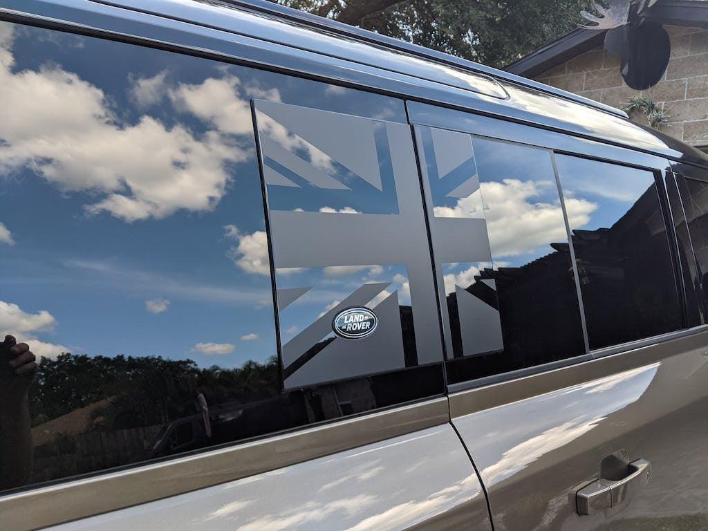 Union Jack Side Window Panel Overlay (Matte Black) - 2020+ Land Rover Defender 110 / 130 StickerFab