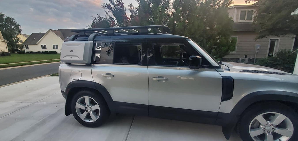 Union Jack Side Window Panel Overlay (Matte Black) - 2020+ Land Rover Defender 110 / 130 StickerFab
