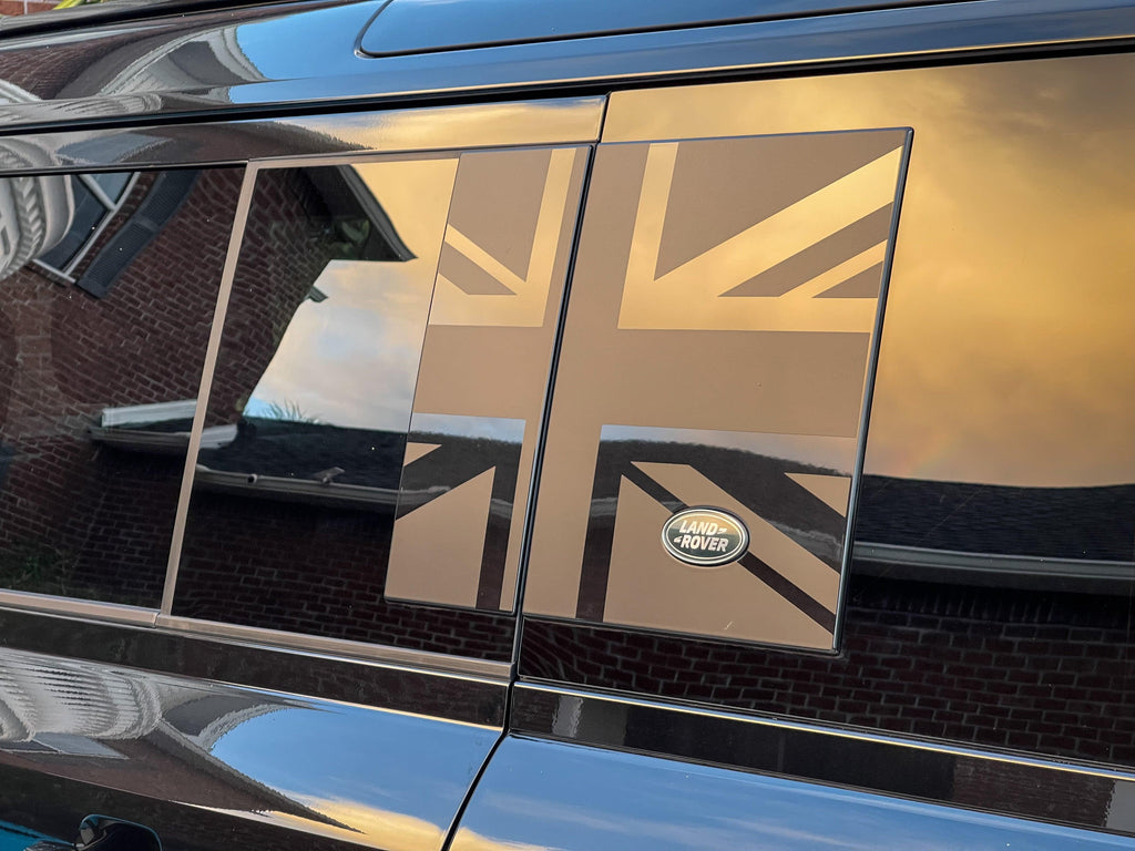 Union Jack Side Window Panel Overlay (Matte Black) - 2020+ Land Rover Defender 110 / 130 StickerFab