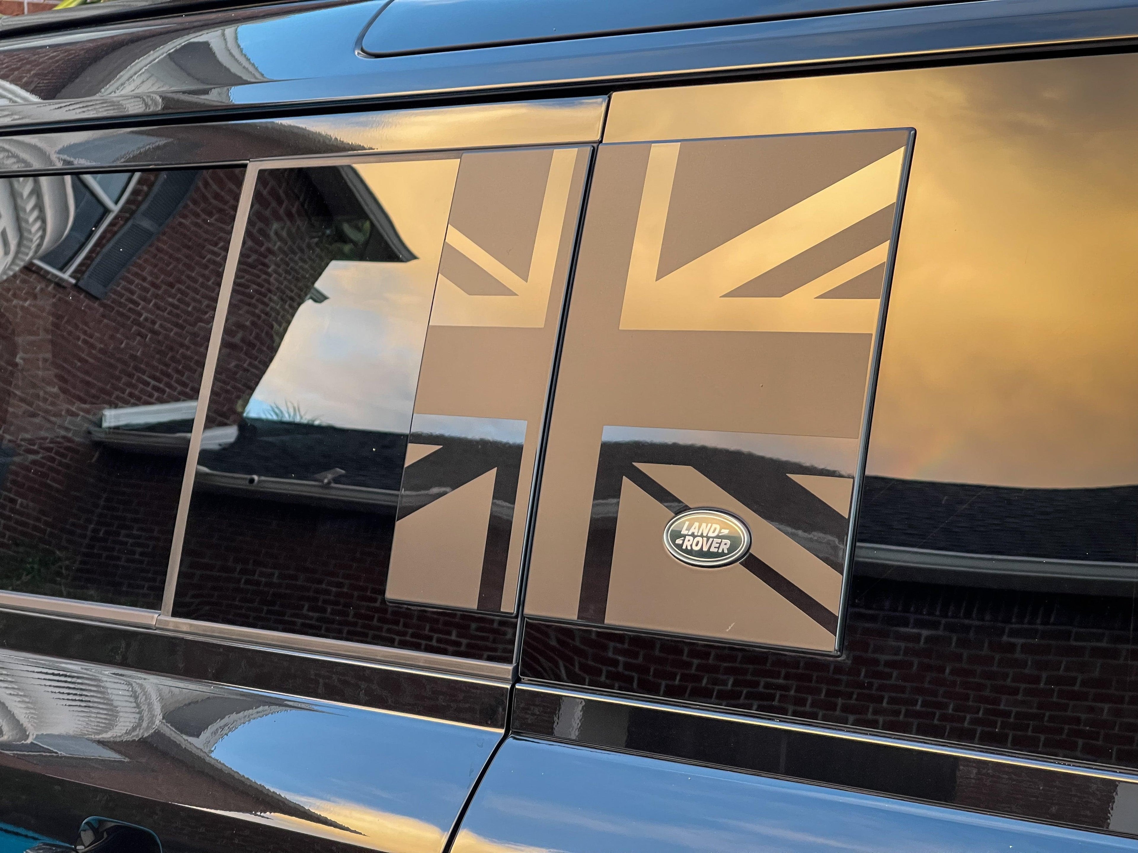 Union Jack Side Window Panel Overlay (Matte Black) - 2020+ Land Rover Defender 110 / 130 StickerFab