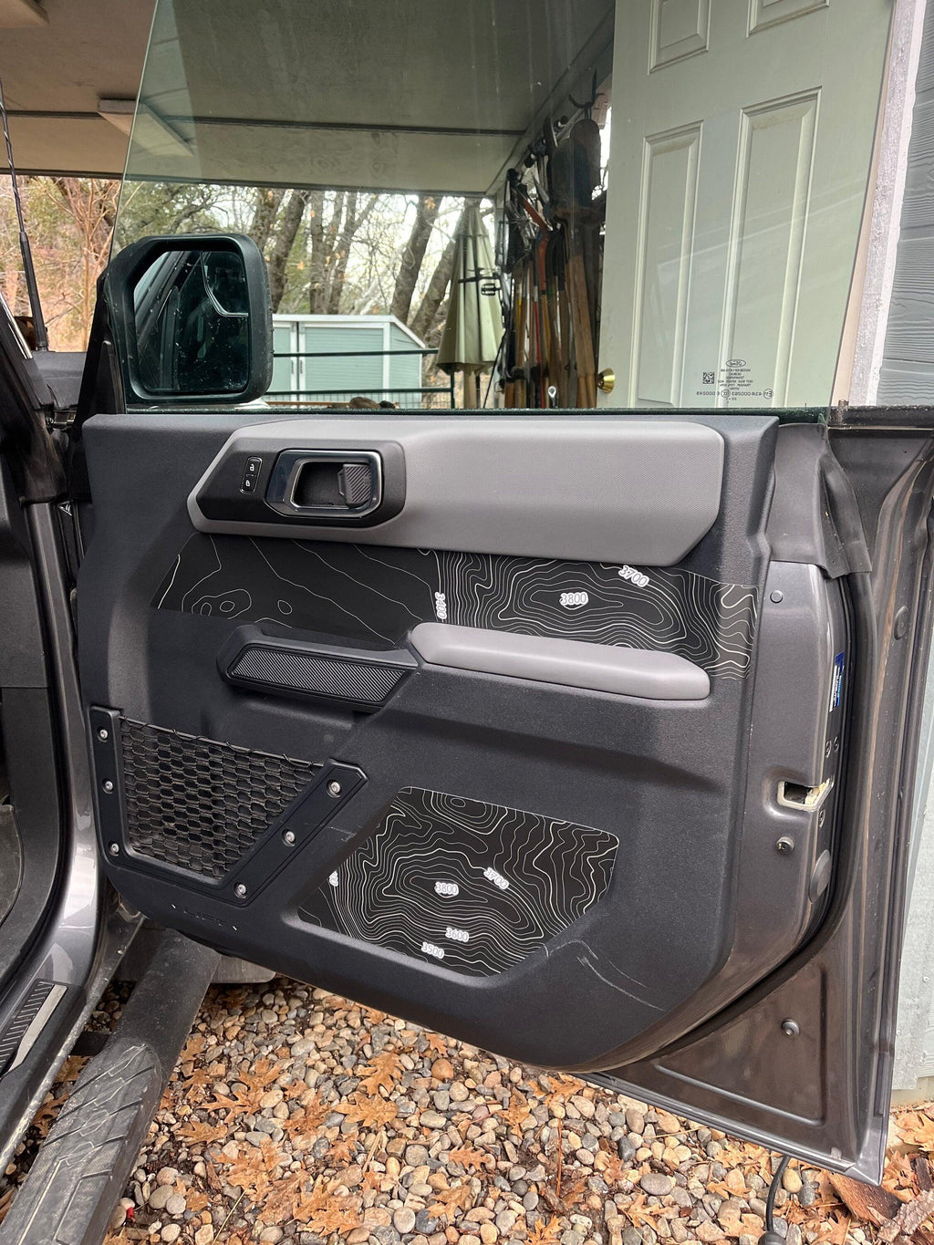 Topo Interior Lower Front Door Card Insert Overlays (Printed Series) - 2021+ Bronco 4 Door StickerFab