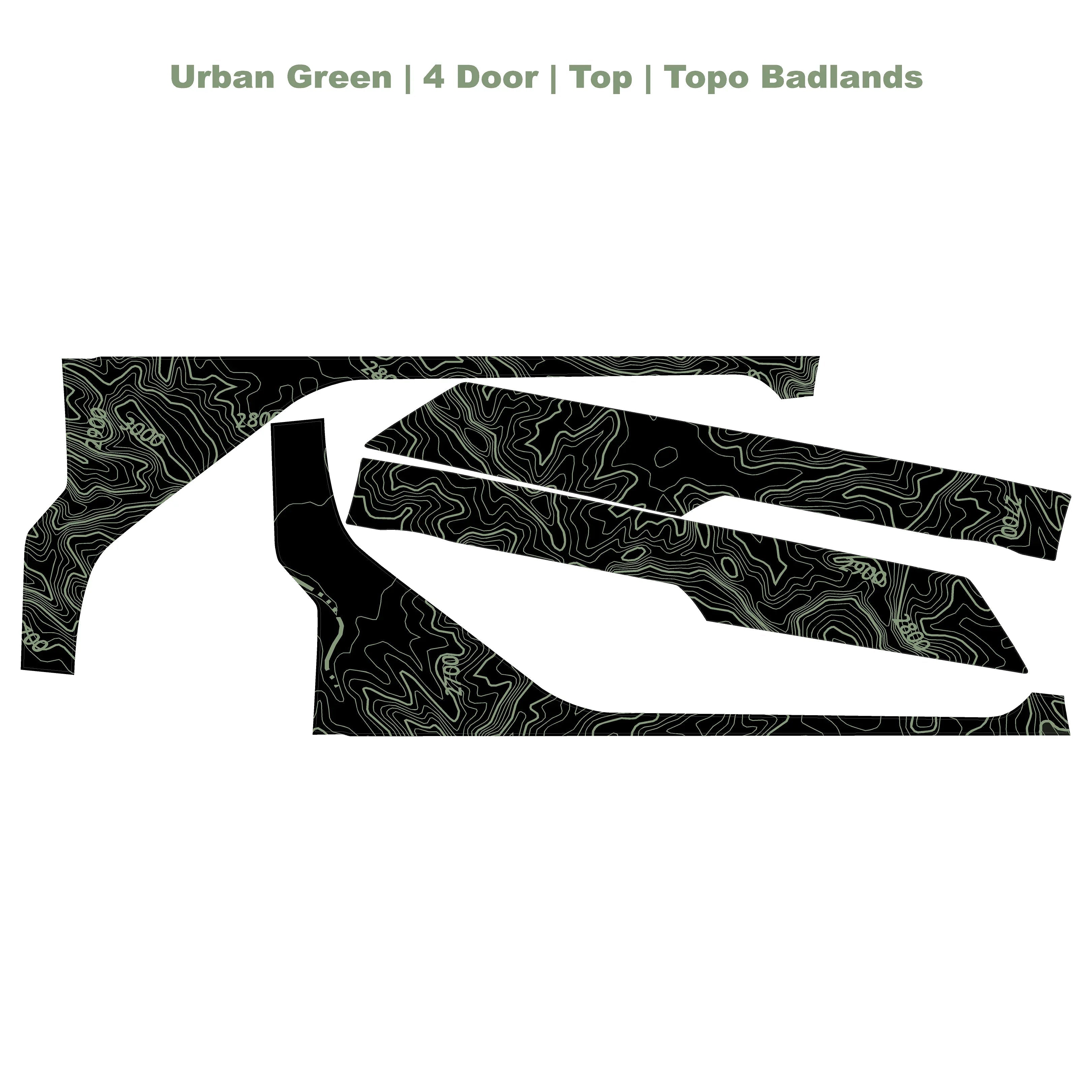 Topographic Upper Door Overlay Kit (Printed Series) - 2021+ Bronco 4 Door StickerFab