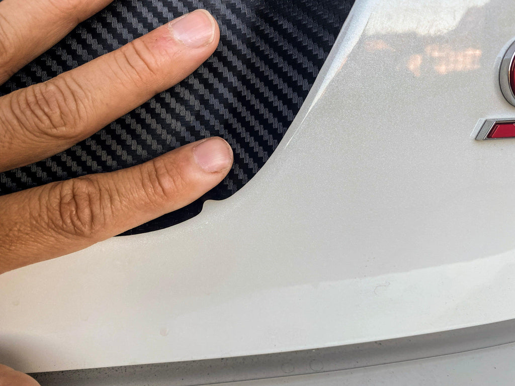 V1 3D Carbon License Plate Panel Black Out Overlays - 2015-2020 Subaru WRX / STI StickerFab