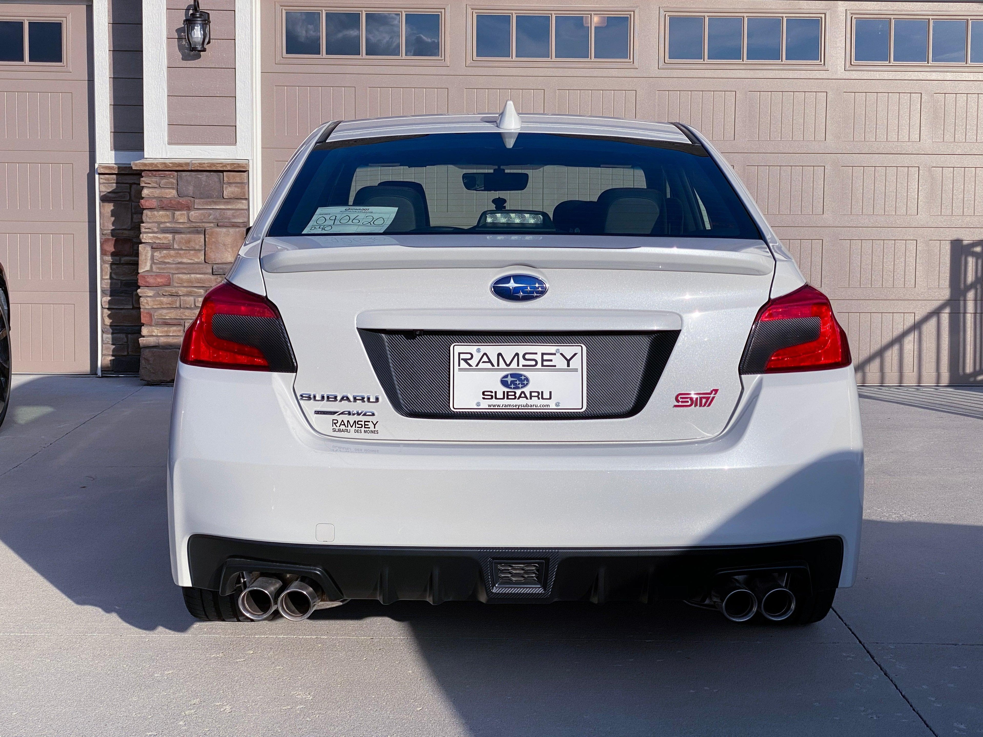 V1 3D Carbon License Plate Panel Black Out Overlays - 2015-2020 Subaru WRX / STI StickerFab