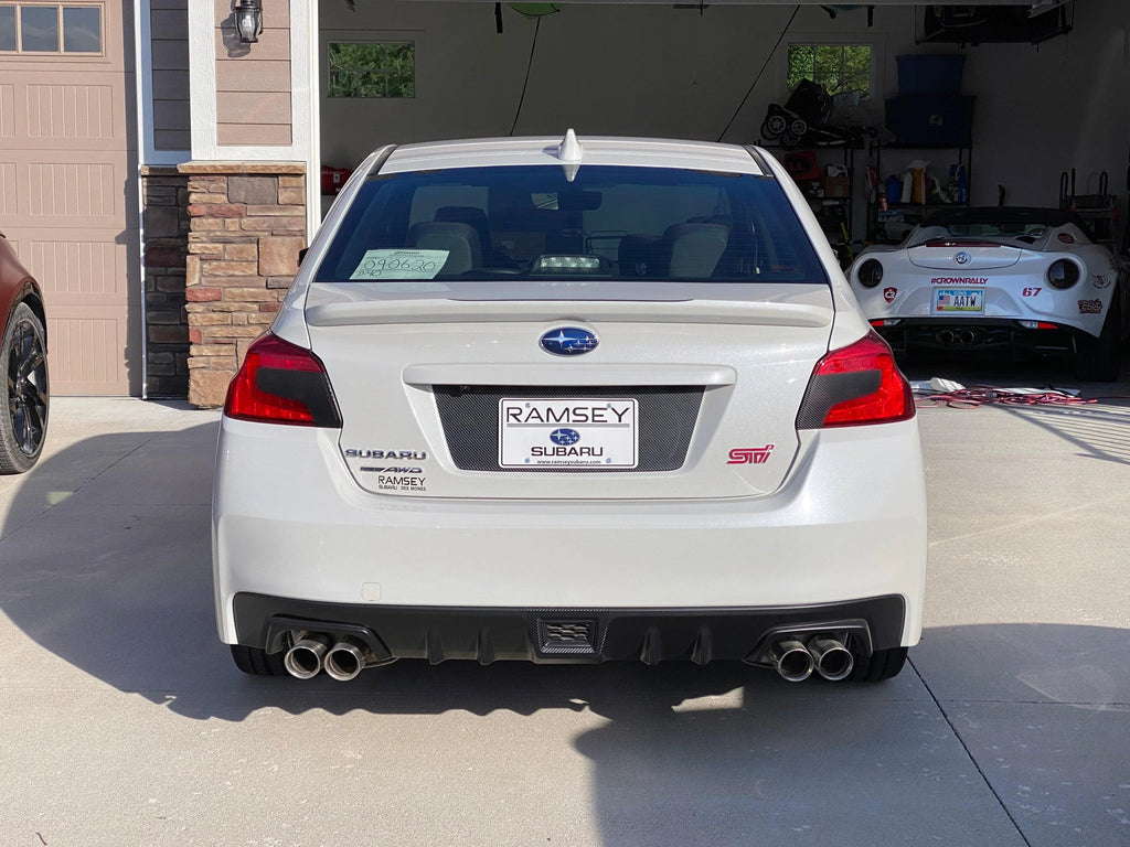 V2 License Plate Panel Black Out Overlay - 2015-2020 Subaru WRX / STI StickerFab