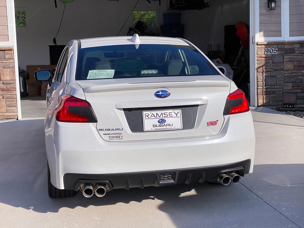 V2 License Plate Panel Black Out Overlay - 2015-2020 Subaru WRX / STI StickerFab