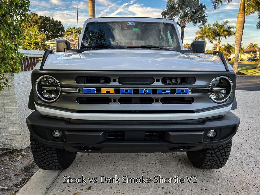 V2 Smoked Shortie Style Light Bar Overlays - 2021+ Bronco (Standard Headlights) StickerFab