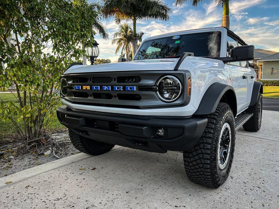V2 Smoked Shortie Style Light Bar Overlays - 2021+ Bronco (Standard Headlights) StickerFab