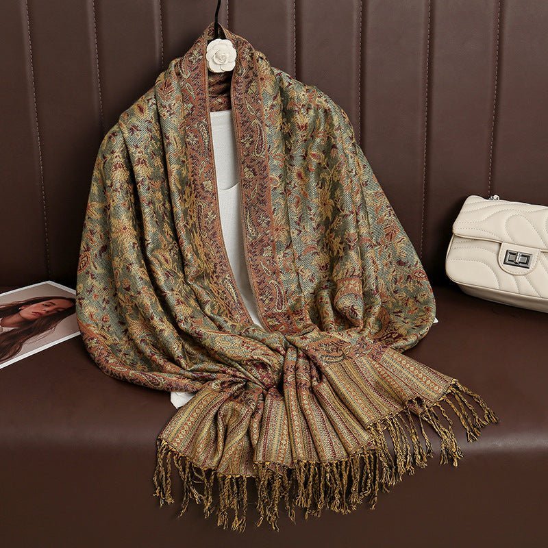 Vintage Shawl Cashew Flower Tassel Hijab (MH101) Mariam's Collection