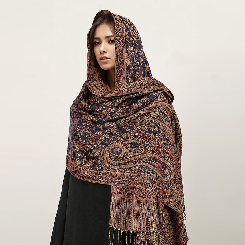 Vintage Shawl Cashew Flower Tassel Hijab (MH101) Mariam's Collection